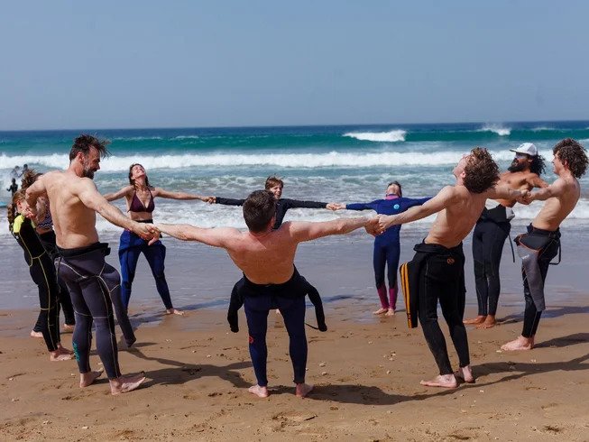 Hola Surf Camp balcony with panoramic sea view and sunset